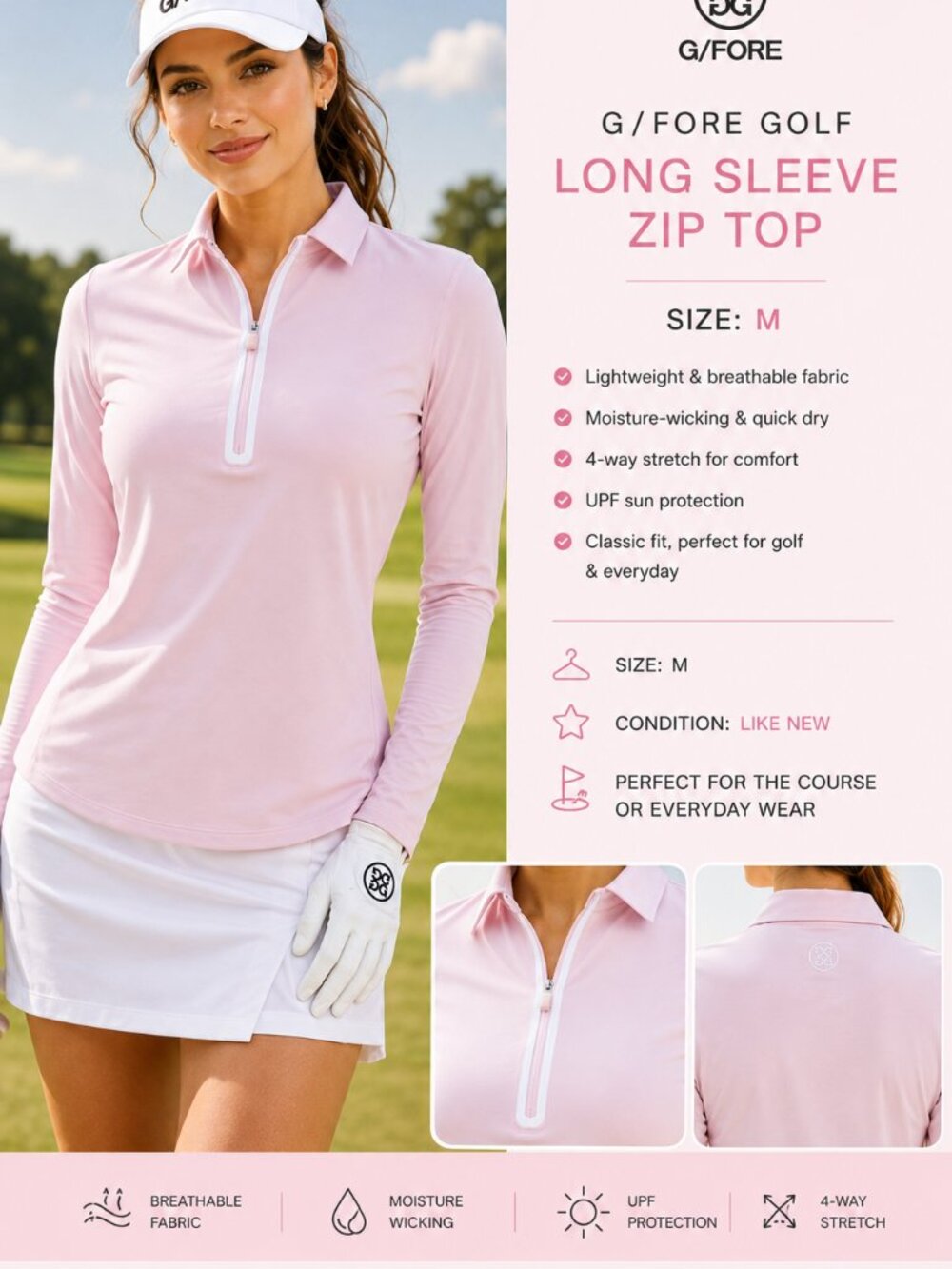 G/FORE Golf Long Sleeve Zip Top